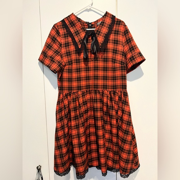 Foxblood Halloween orange and black checkered dress - Picture 2 of 5